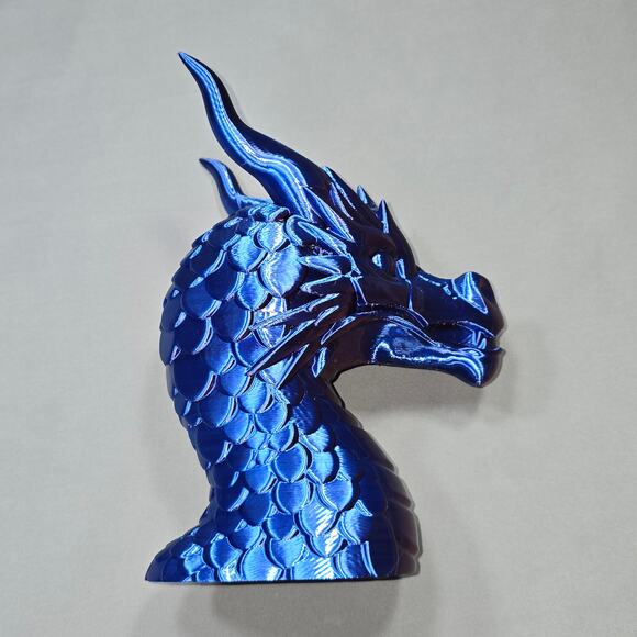 Dragon Headphone Stand Metallic Blue Red Spiny Texture Functional Fantasy Office - Picture 4 of 11